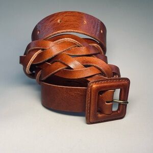New! Braided Italian Leather Belt and Buckle Retail $58